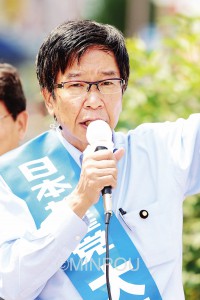 安倍暴走政治に審判をと訴える大門みきし参院議員・比例候補＝６月26日、大阪市住吉区内