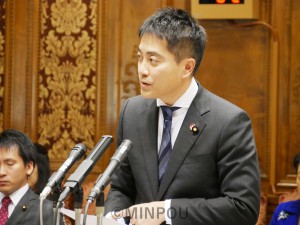 参院予算委で質問する辰巳議員＝１月31日