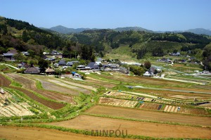 能勢町長谷の水田と畑