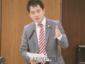 参院厚生労働委員会で質問するたつみ議員＝2013年11月12日 