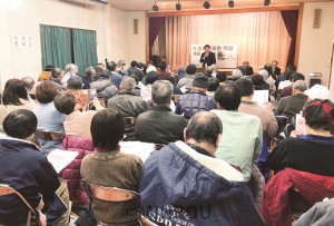 地域医療（住吉市民病院）を充実させる市民の会が開いた緊急報告集会＝８日、大阪市住之江区内 