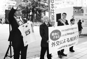 訴える清水、宮本両氏＝９日、大阪市都島区内