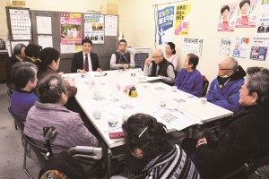 第28回党大会の核心について語る辰巳孝太郎前参議院議員=1月24日、大阪市浪速区内