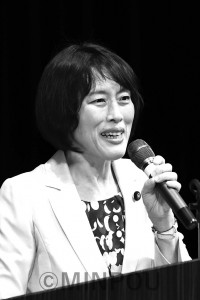 訴える田村智子副委員長＝７月23日、箕面市内